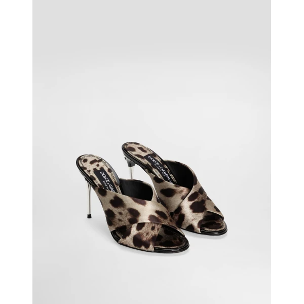 Print Dolce & Gabbana Leopard-print satin mules, view 2 | Mules