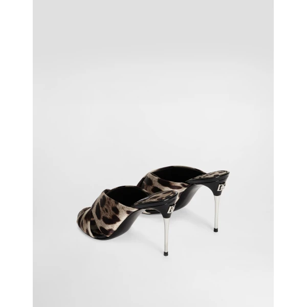Print Dolce & Gabbana Leopard-print satin mules, view 3 | Mules
