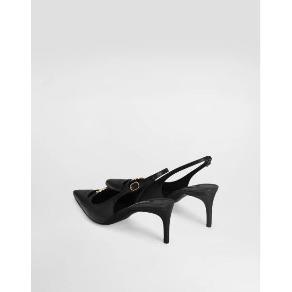 Black Dolce & Gabbana Lollo silk nappa leather slingback, view 3 | Heels