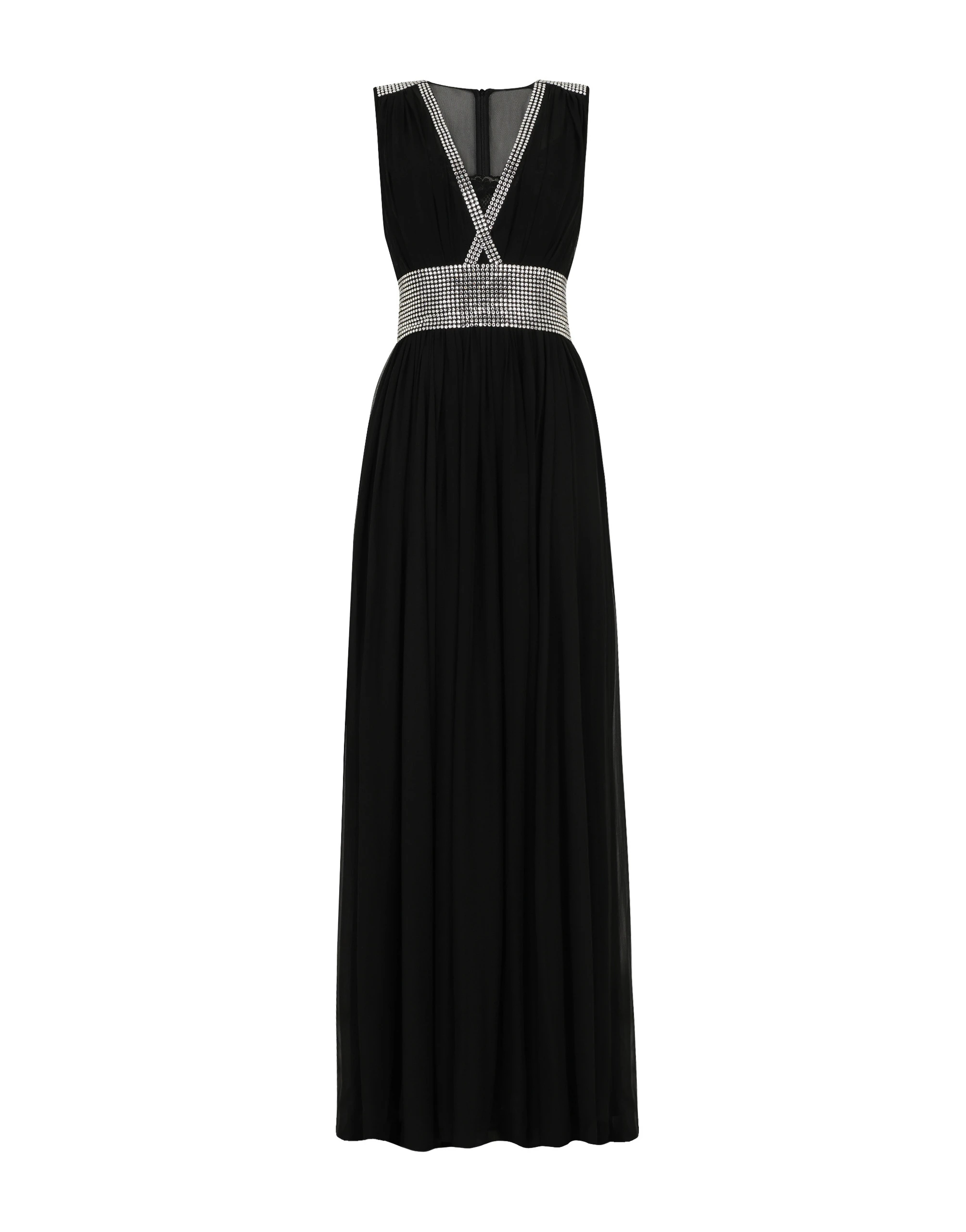 Dolce & Gabbana Long chiffon dress with fusible rhinestone detailing