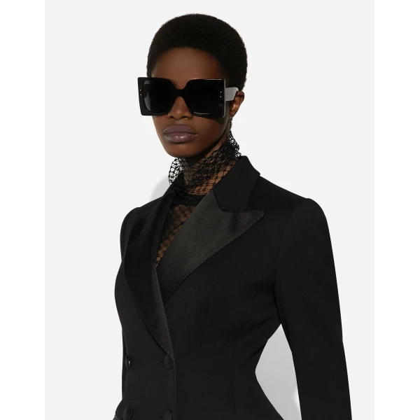 Black Dolce & Gabbana Long double-breasted Dolce tuxedo jacket in stretch wool, view 6 | Blazers