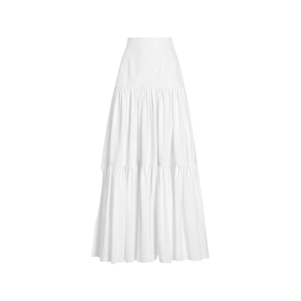 Long ruffled cotton skirt