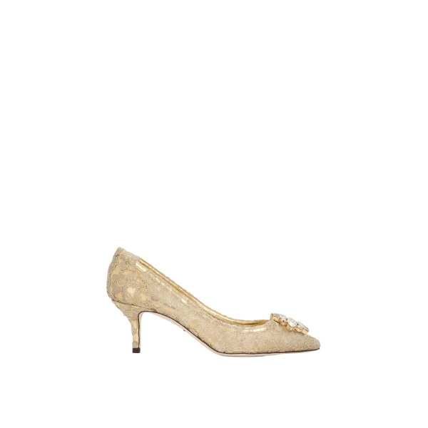 Lurex lace rainbow pumps with brooch detailing