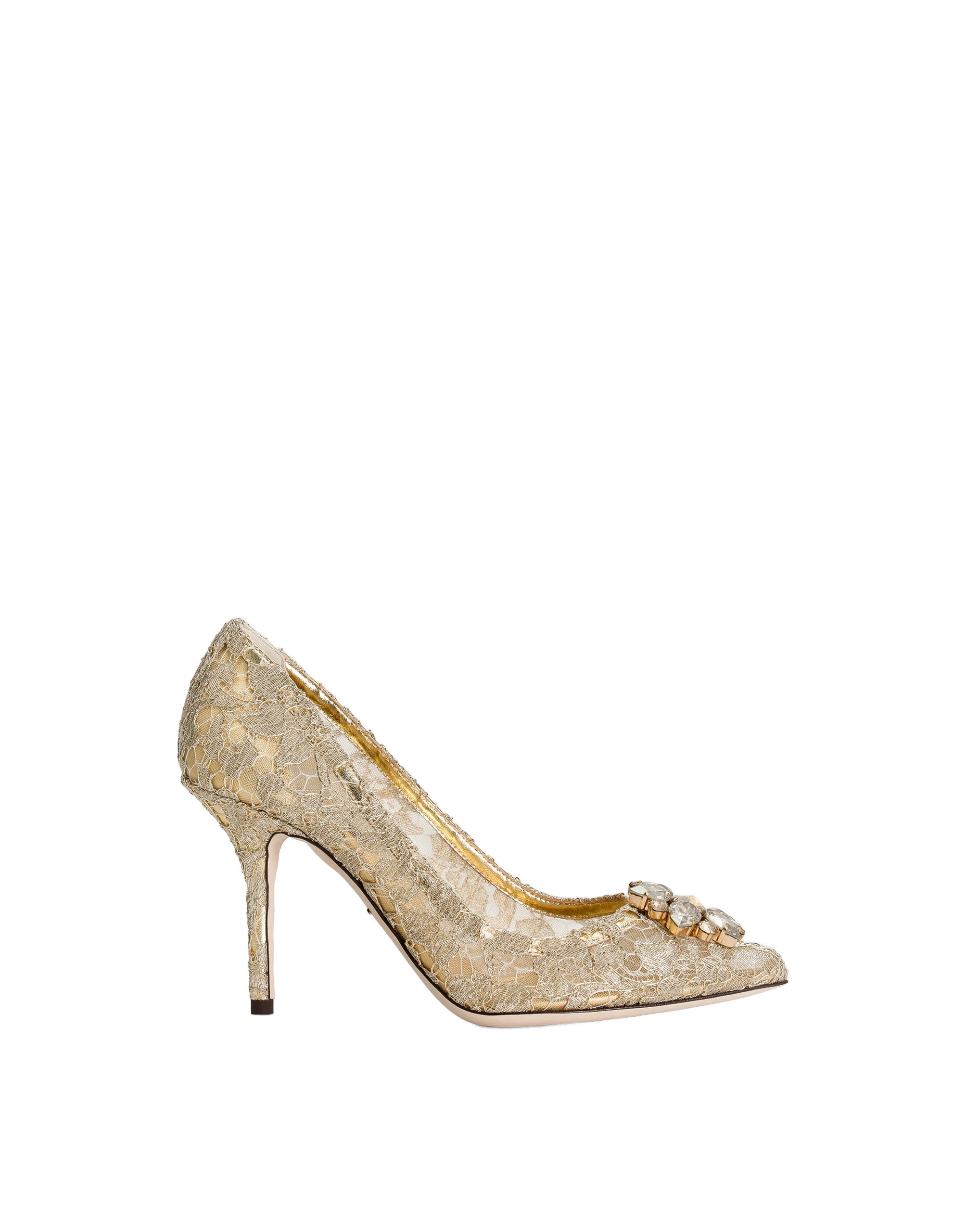 Dolce & Gabbana Lurex lace rainbow pumps with brooch detailing