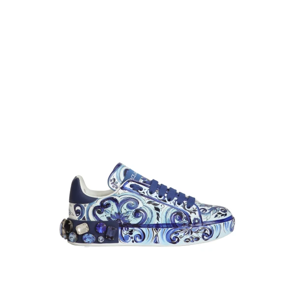 Majolica-print calfskin Portofino sneakers