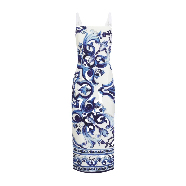 Majolica-print silk dress