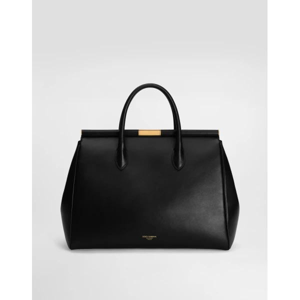 Black Dolce & Gabbana Marlene Day xl handbag in palmellato calfskin, view 4 | Totes & Top-Handle Bags