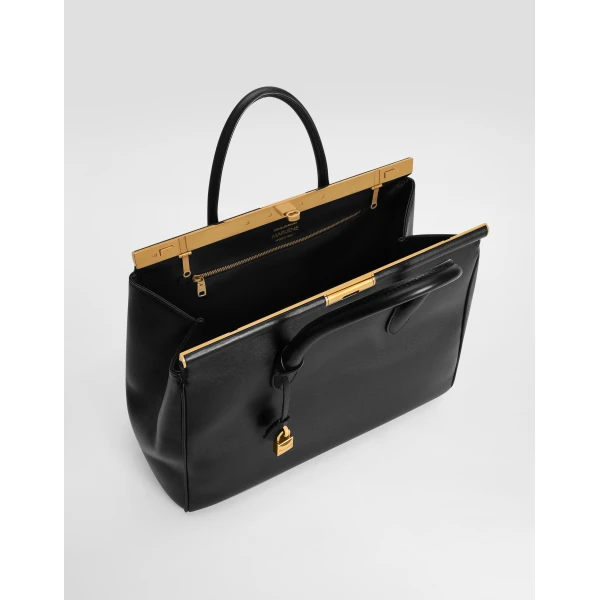 Black Dolce & Gabbana Marlene Day xl handbag in palmellato calfskin, view 5 | Totes & Top-Handle Bags