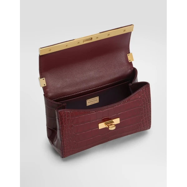 Bordeaux Dolce & Gabbana Marlene city mini bag in polished alligator, view 6 | Mini Bags