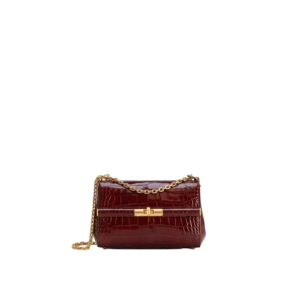 Bordeaux Dolce & Gabbana Marlene city mini bag in polished alligator | Mini Bags