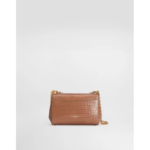 Turtle Dove Dolce & Gabbana Marlene city mini shoulder bag in polished alligator, view 3 | Mini Bags