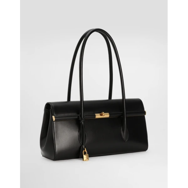 Black Dolce & Gabbana Marlene handbag in palmellato calfskin, view 3 | Totes & Top-Handle Bags