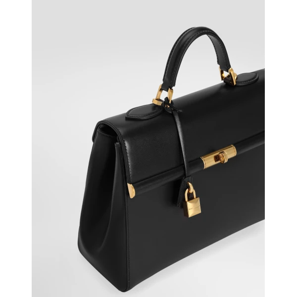 Black Dolce & Gabbana Marlene handbag in palmellato calfskin, view 6 | Totes & Top-Handle Bags