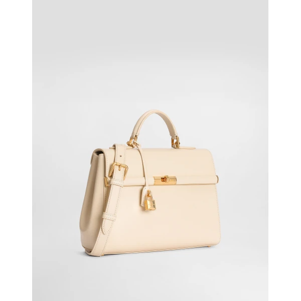 White Dolce & Gabbana Marlene handbag in palmellato calfskin, view 2 | Totes & Top-Handle Bags