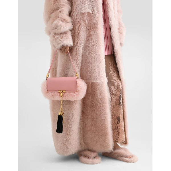 Multicolour Dolce & Gabbana Marlene shearling and palmellato calfskin shoulder bag, view 2 | Shoulder & Crossbody Bags