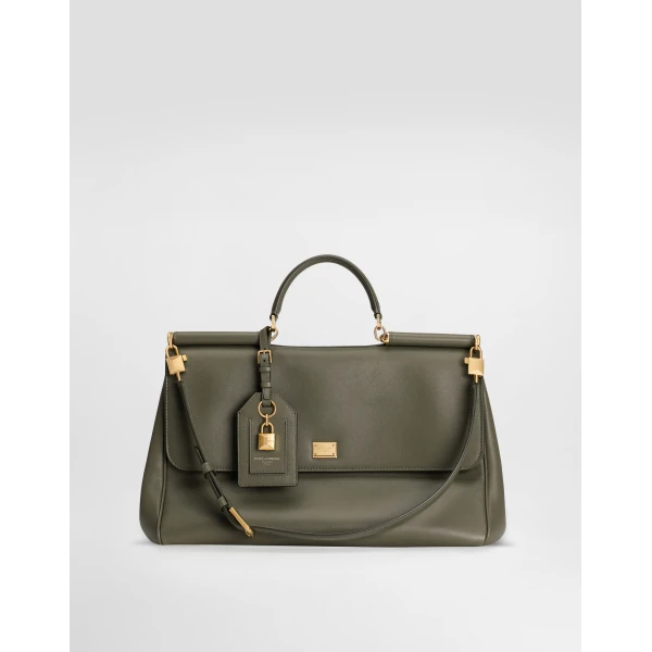 Green Dolce & Gabbana Maxi My Sicily handbag in plongé calfskin, view 3 | Totes & Top-Handle Bags