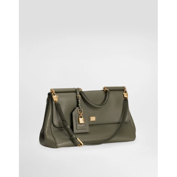 Green Dolce & Gabbana Maxi My Sicily handbag in plongé calfskin, view 5 | Totes & Top-Handle Bags