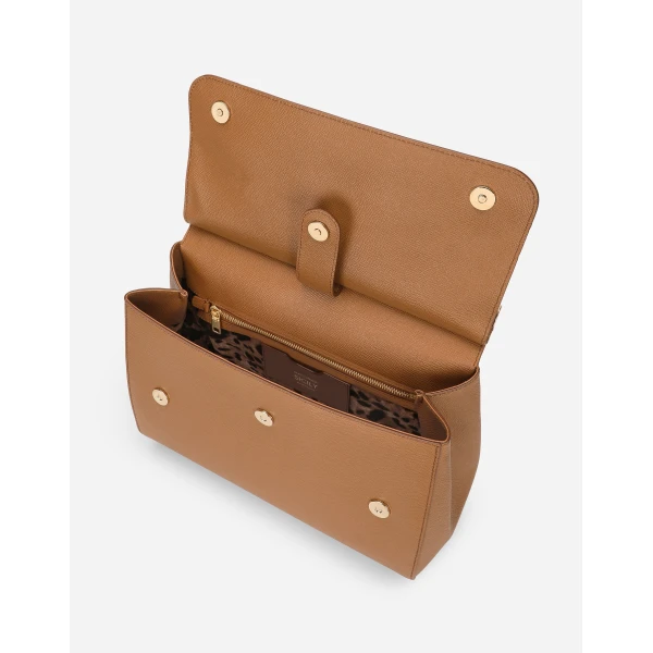 Brown Dolce & Gabbana Maxi Sicily handbag in dauphine calfskin, view 4 | Totes & Top-Handle Bags