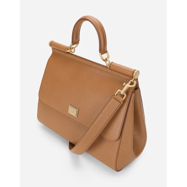 Brown Dolce & Gabbana Maxi Sicily handbag in dauphine calfskin, view 6 | Totes & Top-Handle Bags