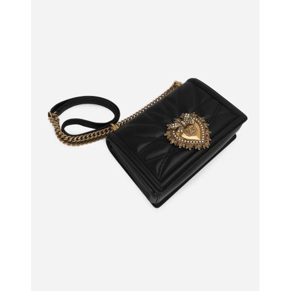 Black Dolce & Gabbana Medium Devotion bag in quilted nappa leather, view 6 | Shoulder & Crossbody Bags