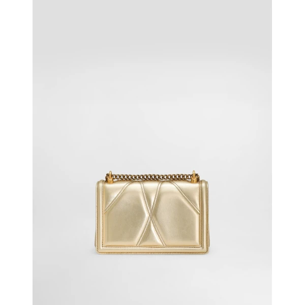Gold Dolce & Gabbana Medium Devotion bag in quilted nappa leather, view 4 | Totes & Top-Handle Bags