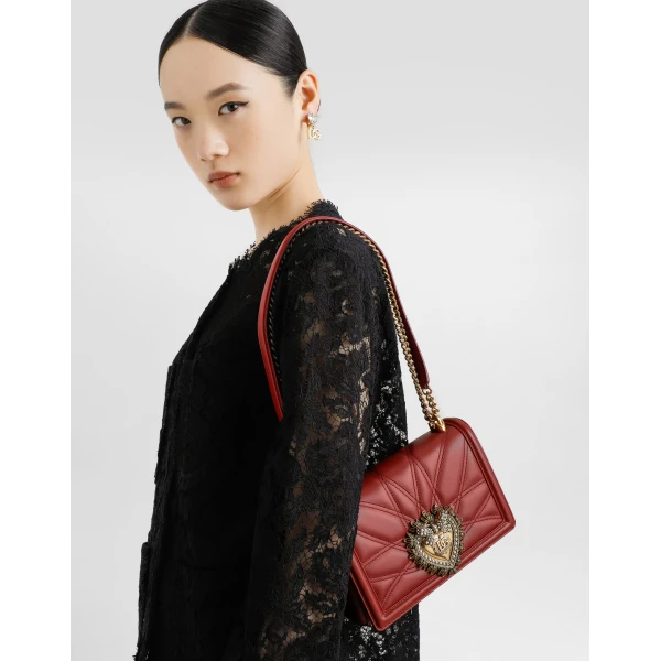 Red Dolce & Gabbana Medium Devotion bag in quilted nappa leather, view 2 | Shoulder & Crossbody Bags