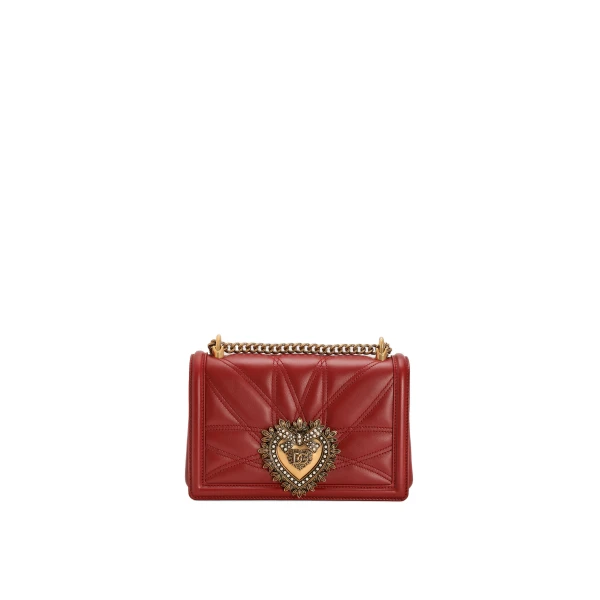 Red Dolce & Gabbana Medium Devotion bag in quilted nappa leather | Shoulder & Crossbody Bags