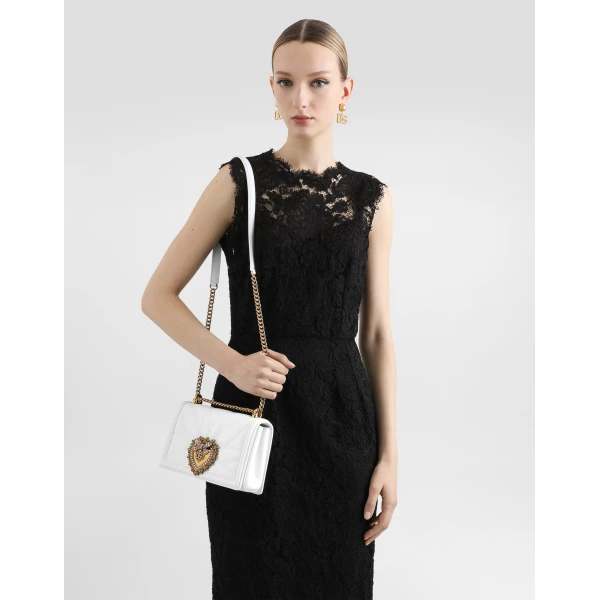 White Dolce & Gabbana Medium Devotion bag in quilted nappa leather, view 2 | Shoulder & Crossbody Bags