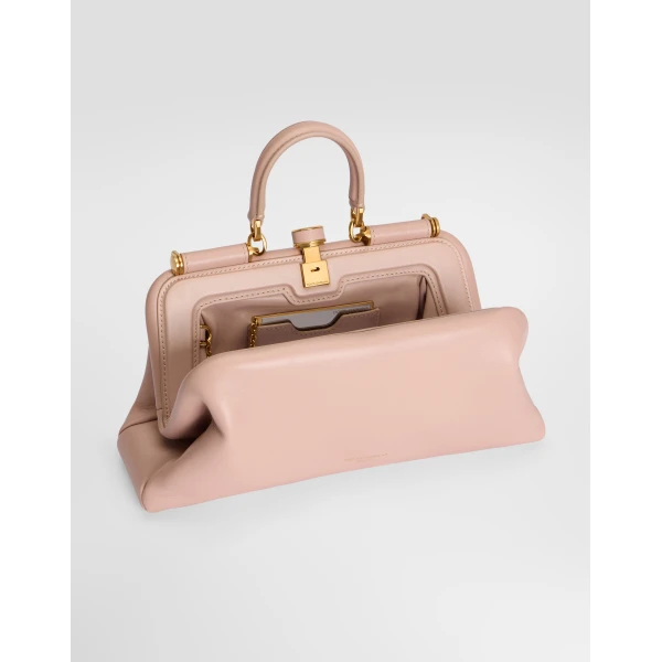 Pale Pink Dolce & Gabbana Medium Grandma handbag in plongé nappa leather, view 5 | Totes & Top-Handle Bags
