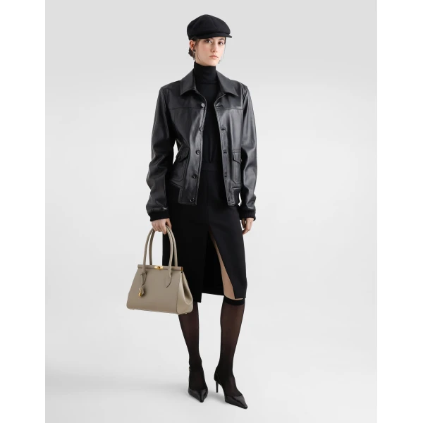 Beige Dolce & Gabbana Medium Marlene Everyday bag in palmellato calfskin, view 2 | Totes & Top-Handle Bags
