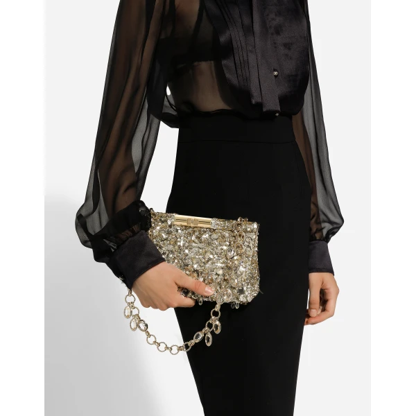 Gold Dolce & Gabbana Medium Marlene shoulder bag, view 2 | Shoulder & Crossbody Bags