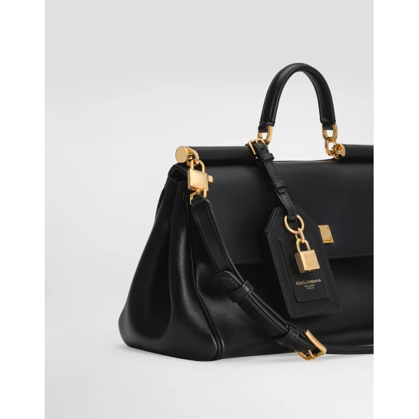 Black Dolce & Gabbana Medium My Sicily handbag in plongé calfskin, view 5 | Totes & Top-Handle Bags