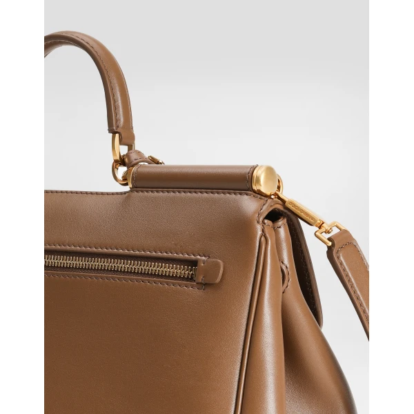 Brown Dolce & Gabbana Medium My Sicily handbag in plongé calfskin, view 4 | Totes & Top-Handle Bags