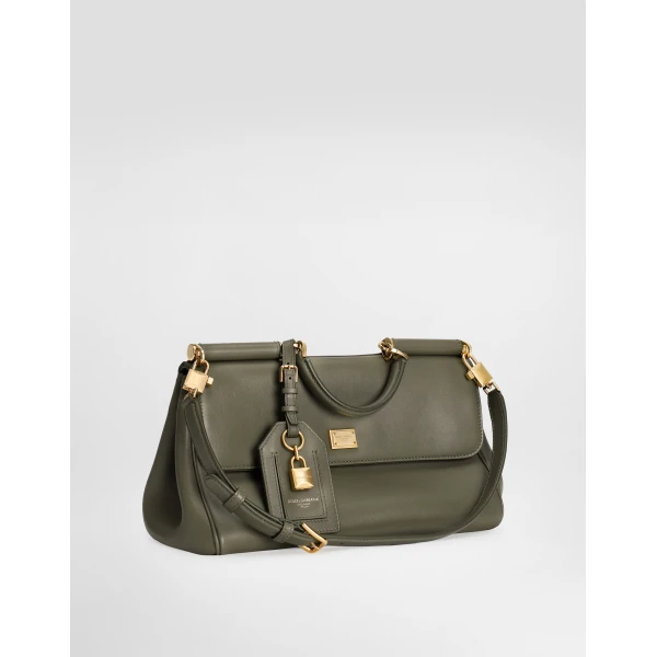 Green Dolce & Gabbana Medium My Sicily handbag in plongé calfskin, view 3 | Totes & Top-Handle Bags