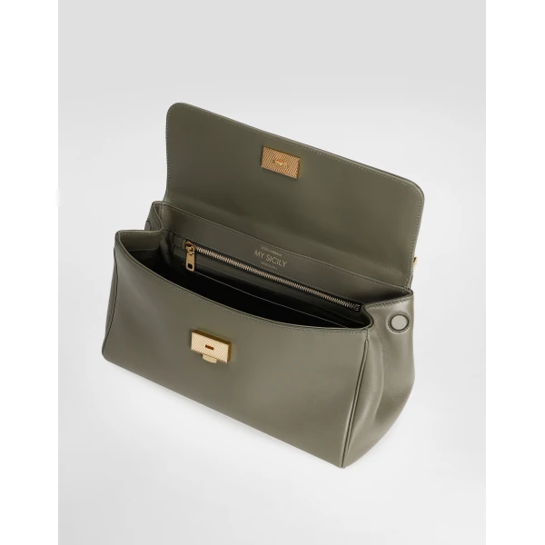 Green Dolce & Gabbana Medium My Sicily handbag in plongé calfskin, view 6 | Totes & Top-Handle Bags