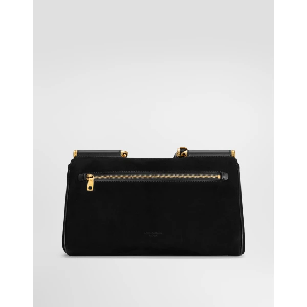 Black Dolce & Gabbana Medium My Sicily handbag in suede, view 3 | Totes & Top-Handle Bags