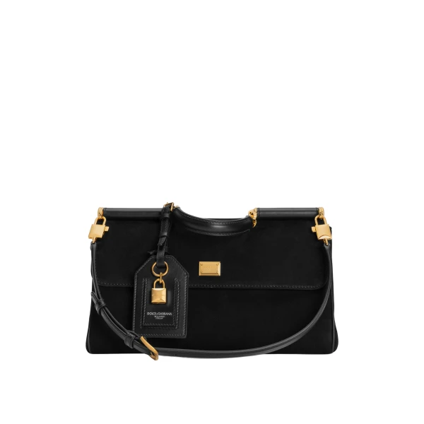 Black Dolce & Gabbana Medium My Sicily handbag in suede | Totes & Top-Handle Bags
