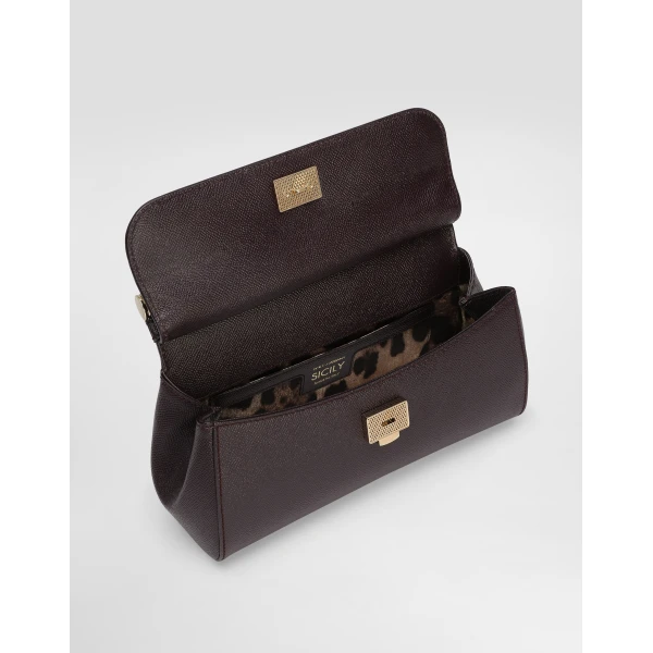 Bordeaux Dolce & Gabbana Medium Sicily handbag in dauphine calfskin, view 5 | Totes & Top-Handle Bags