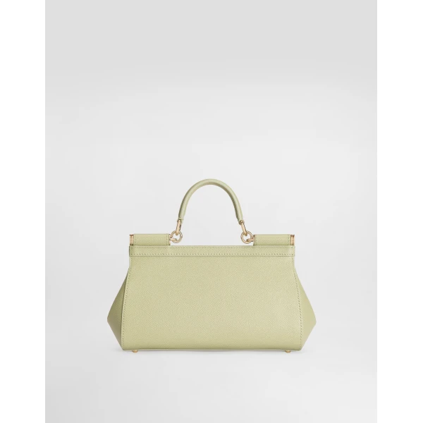 Green Dolce & Gabbana Medium Sicily handbag in dauphine calfskin, view 3 | Totes & Top-Handle Bags