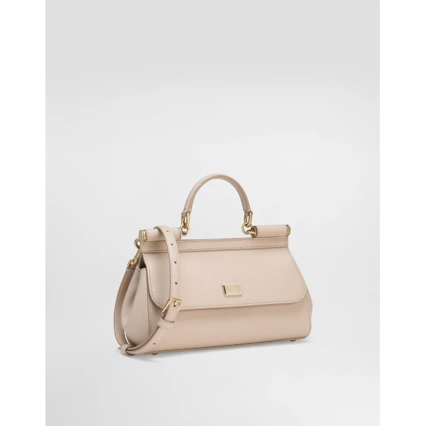 Pink Dolce & Gabbana Medium sicily handbag in dauphine calfskin, view 3 | Totes & Top-Handle Bags