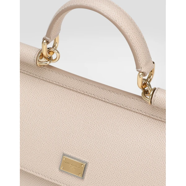 Pink Dolce & Gabbana Medium sicily handbag in dauphine calfskin, view 6 | Totes & Top-Handle Bags