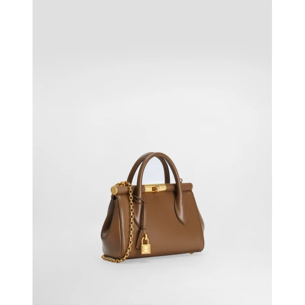 Brown Dolce & Gabbana Mini Marlene Day bag in palmellato calfskin, view 3 | Mini Bags