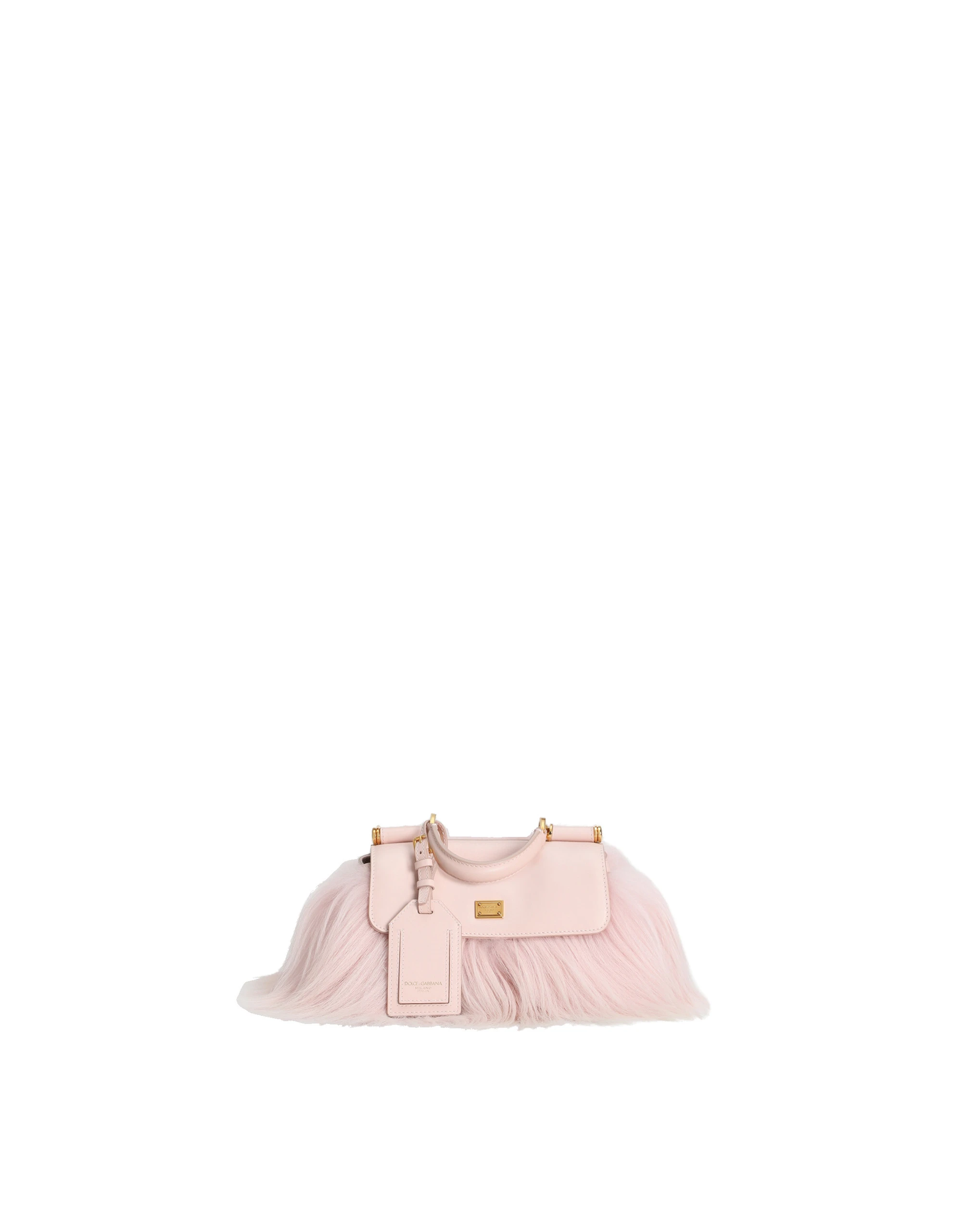 Dolce & Gabbana Mini My Sicily handbag in long-hair goat fur and plongé calfskin