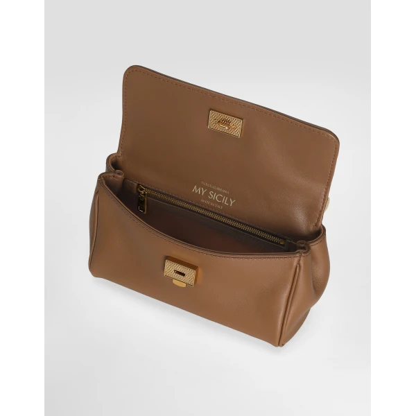 Brown Dolce & Gabbana Mini My Sicily handbag in plongé calfskin, view 6 | Mini Bags