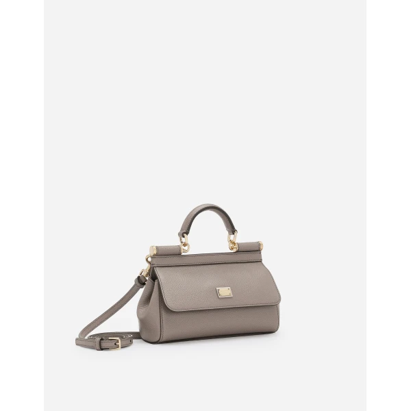 Beige Dolce & Gabbana Mini Sicily handbag in dauphine calfskin, view 3 | Mini Bags