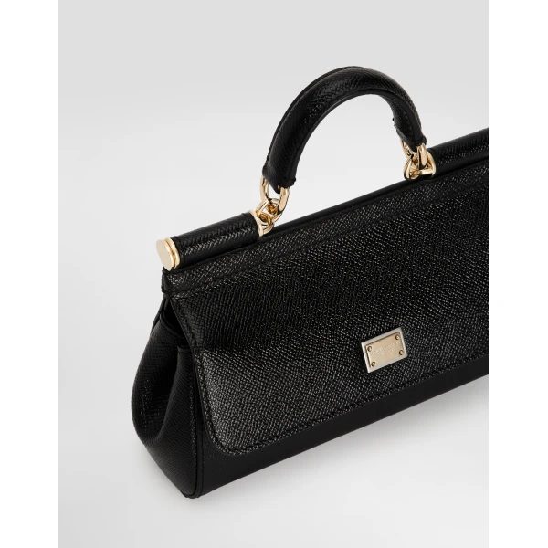 Black Dolce & Gabbana Mini Sicily handbag in dauphine calfskin, view 6 | Mini Bags