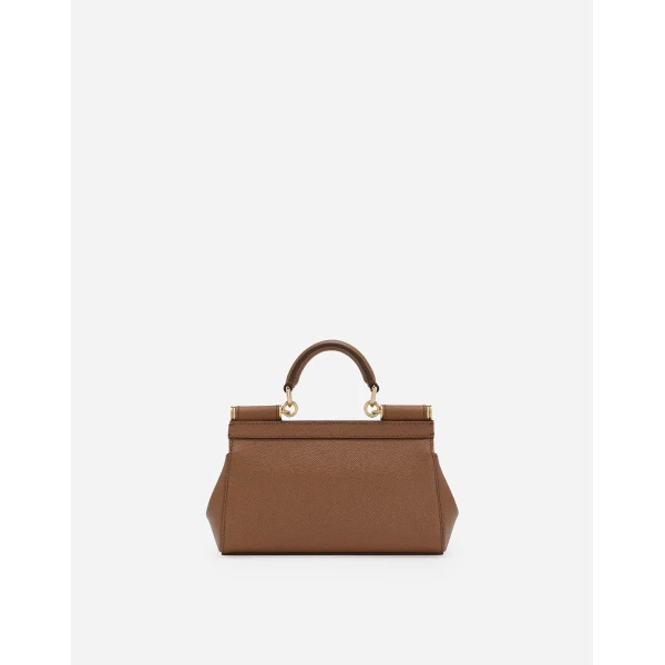 Brown Dolce & Gabbana Mini Sicily handbag in dauphine calfskin, view 4 | Mini Bags