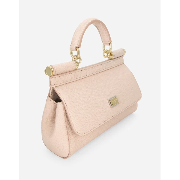 Pink Dolce & Gabbana Mini Sicily handbag in dauphine calfskin, view 5 | Mini Bags
