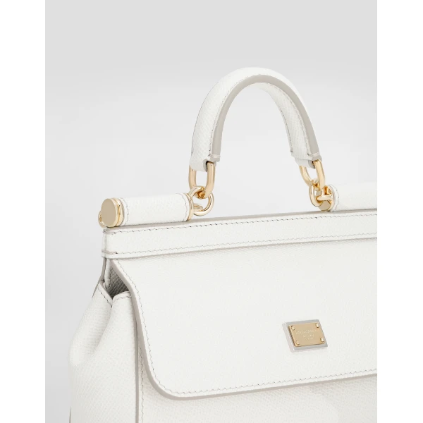 White Dolce & Gabbana Mini Sicily handbag in dauphine calfskin, view 6 | Mini Bags