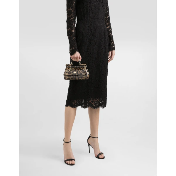 Print Dolce & Gabbana Mini Sicily handbag in leo-print polished calfskin, view 2 | Mini Bags